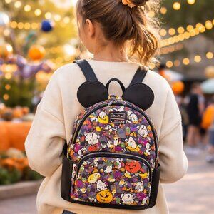 Disney Parks Loungefly Halloween Mini Backpack Mickey Ears Spooky Print